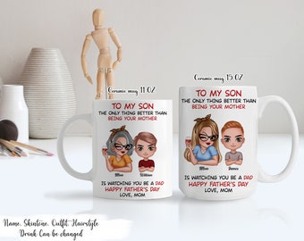 To My Son From Mom Happy Father's Day Personalized Mug, Gift For Son From Mommy Grandma, Fathers Day Gift Mug, Birthday Gift