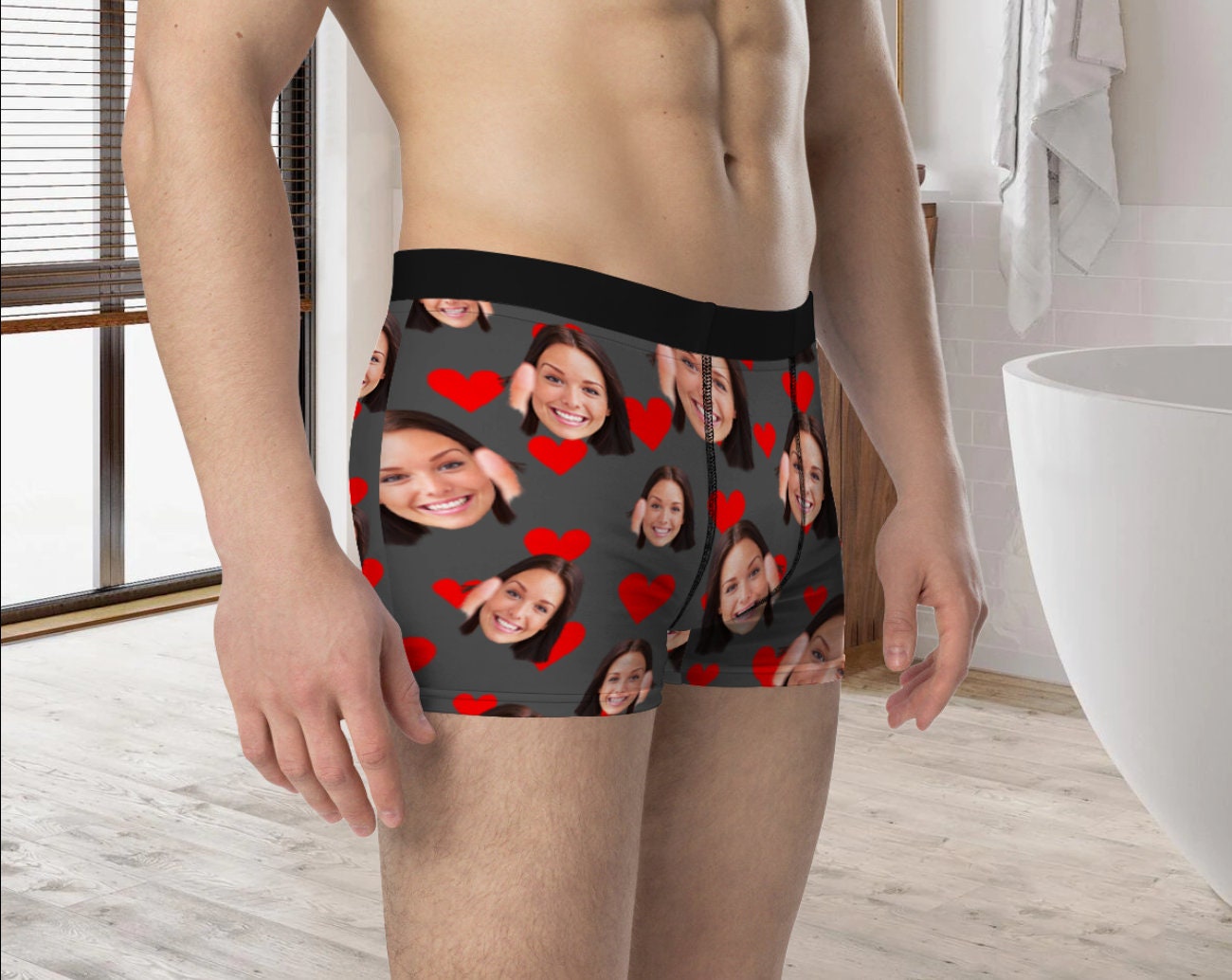 Custom Boxers With Face as Valentines Day Gift, Face Man Underwear