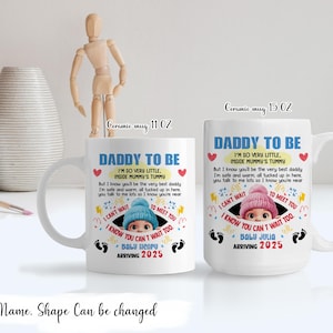 Daddy To Be - Personalized Mug, Soon To Be Dad Coffee Cup, Pregnancy Reveal Mug, First Time Dad Mug, Custom Dad Cup, Gift for Father&#39;s Day