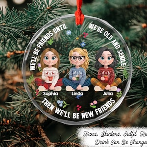 Best Besties Ever - Personalized Custom Glass Ornament, Best Friends Christmas Ornament, BFF Gift, Friendship Keepsake, Holiday Decoration