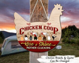 Rise And Shine Cartello In Metallo Vintage 'Mother Cluckers' Con Gallina – Dimensioni 20x30 Cm – Decorazione Rustica Per Cucina E Bar
