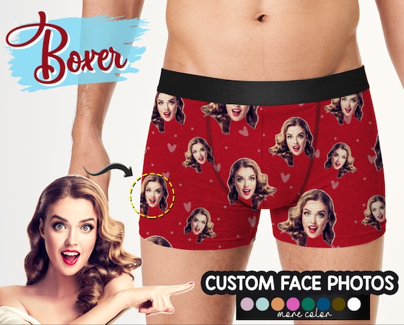 Custom Face Boxer Briefs, Face Man Underwear, Design Funny Boxers