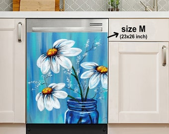 Flower Dishwasher Cover Magnet Decorative, Dishwasher Magnet Cover, Sticker, Housewarming Gifts, Kitchen Decor, Gift For Mom From Daughter