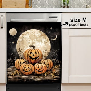 Halloween Pumpkin Magnet Dishwasher Cover, Dishwasher Magnet Cover, Sticker, Housewarming Gifts, Kitchen Decor, Gift For Mom From Daughter