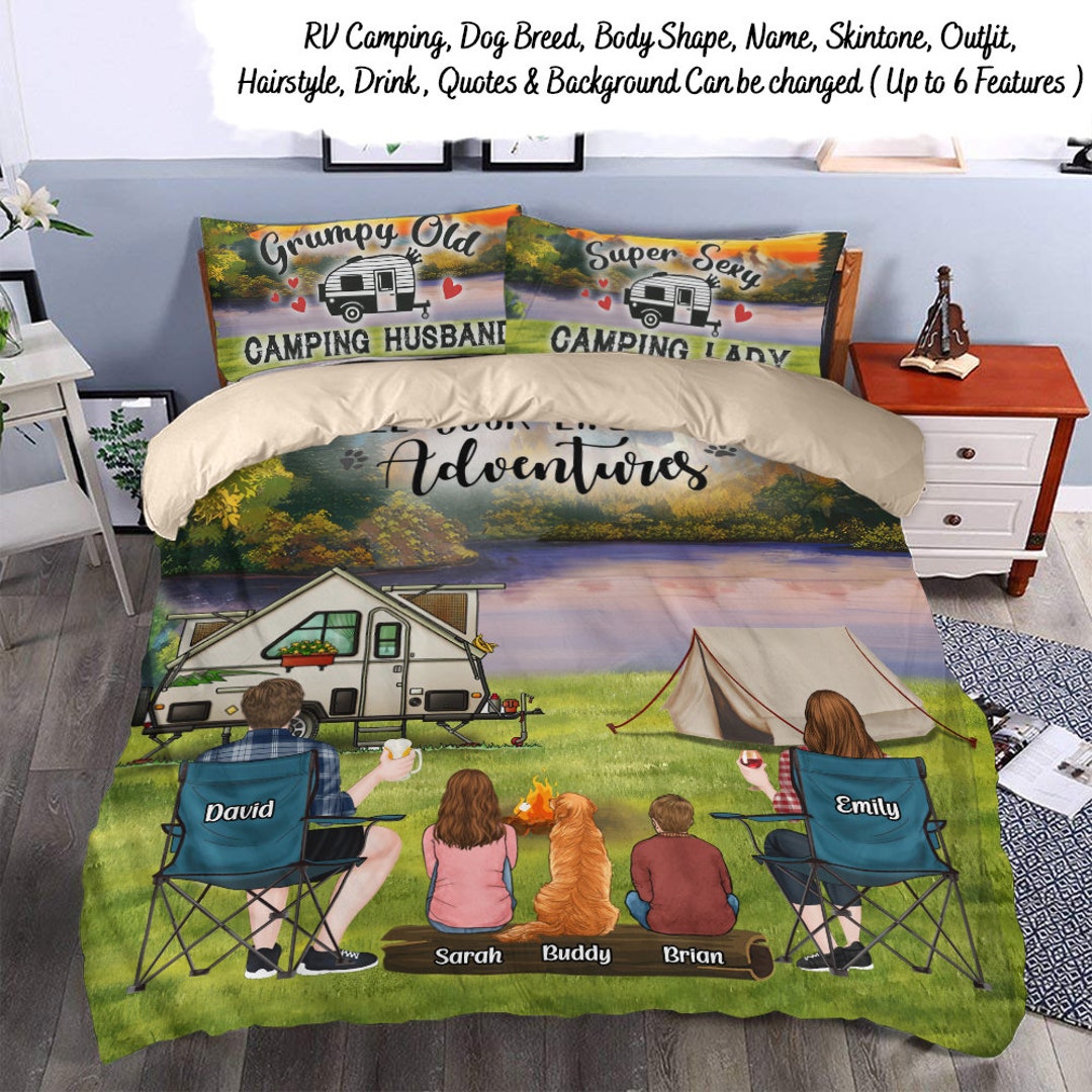 Custom Personalized Camping Quilt Bed Setsgift Idea for Family Camping