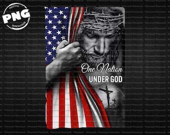 Christian American Flag, One nation under God, Jesus Lover, Funny png, Sublimation Design, Christmas gift, Digital,  T Shirt Design Download