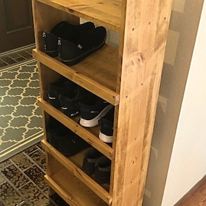 Freestanding Shoe Storage Cabinet for Entryway, Wooden Narrow Shoe Rack  Organizer