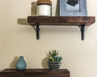 Floating shelf|Rustic Floating Shelves| Farmhouse Floating Shelves| Living Room Shelf| Kitchen Shelf|Bathroom Shelf|Pair of 2/metal brackets