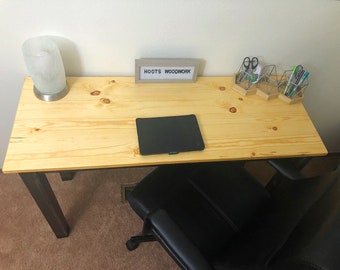 Solid Wood Desk| Small Wood Desk| Computer Desk| Writing Desk| Office Desk - Pine Wood Top and Legs