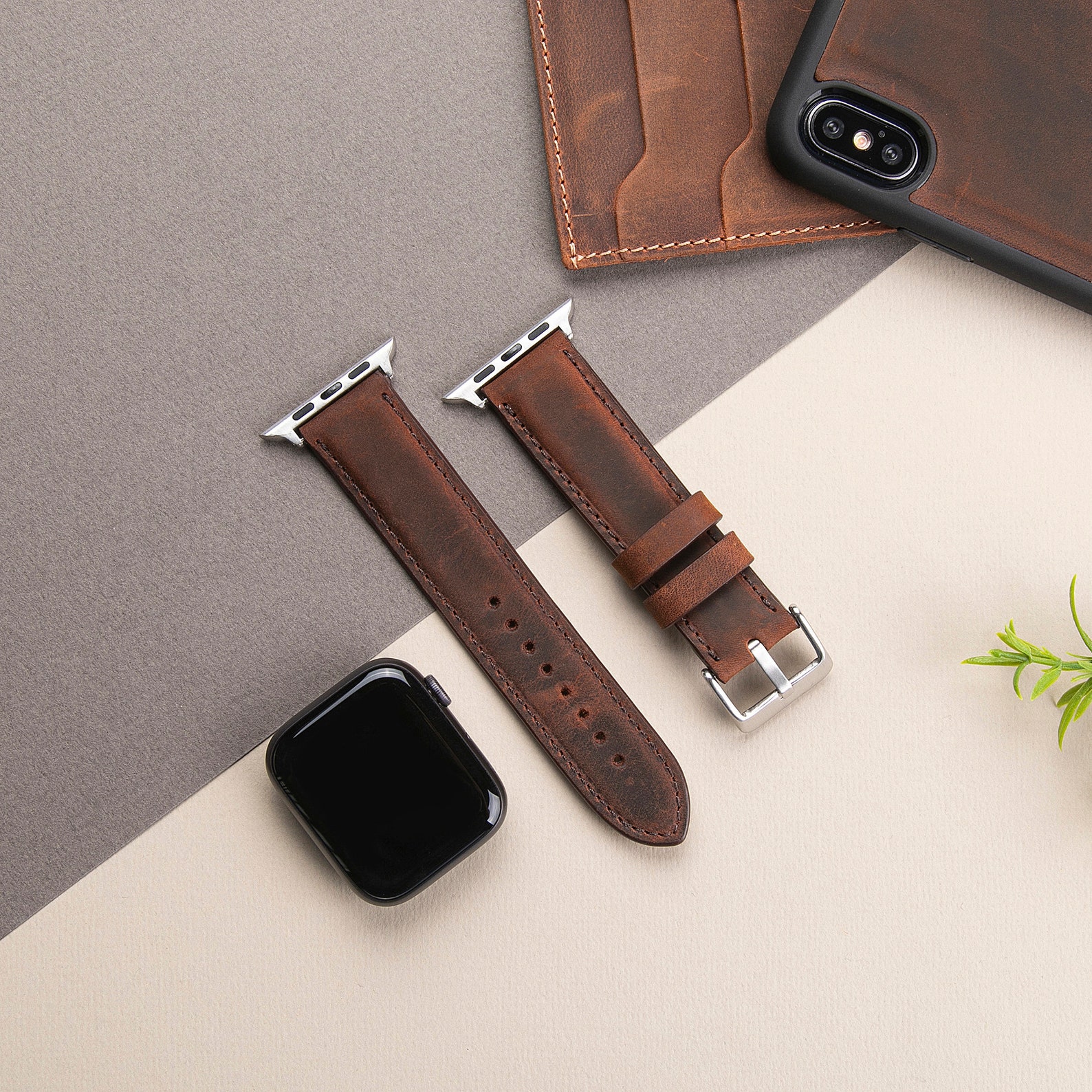Leather Apple Watch Band Full Grain Leather Free Message | Etsy