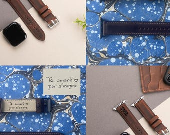 Apple Watch Band 38mm 40mm 41mm 42mm 44mm 45mm 49mm, Full Grain Leather, Free Message Engraving, Handmade, apple watch strap- FREE ENGRAVING