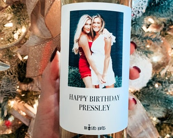 21st Birthday Gift For Her, 21st Birthday, Personalized birthday Label, Photo Label, Custom Wine Label, Custom Birthday Wine Label,