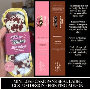 Custom Bakery Labels, Cottage Food Wraps, Mini Loaf Packaging Design - Etsy