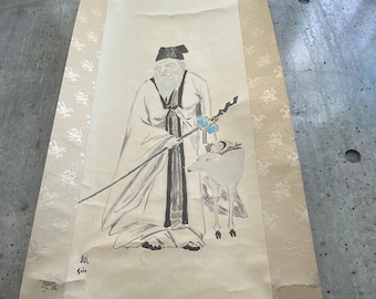 Vintage Japanese Wall Hanging Scroll, Kakejiku