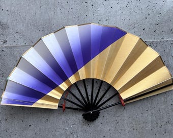 Japanischer Faltfächer - Lila-gold. Jahrgang