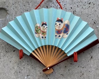 Japanese vintage fan, Folding mini hand fan, Vintage paper fan