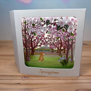 Japanische Frühlingspostkarte, 3D Postkarte