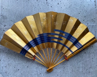 Japanese vintage fan, Folding fan, Vintage paper fan