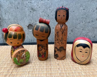 日本製木製こけし人形 7 1/8インチ サイン入り - Etsy 日本