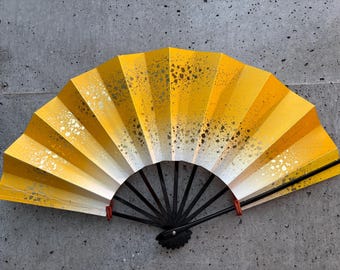 Japanese Folding Fan - Golden Splashes. Vintage