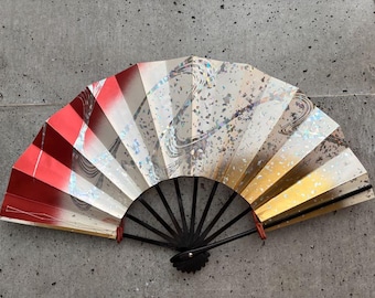 Japanese Folding Fan - holographic flakes. Vintage