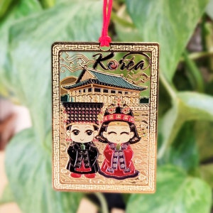 Korean Traditional Design Bookmark | Korean Royal Wedding | King and Queen | Bride and Groom | Gold-plated | Party Favor | Wedding Gift