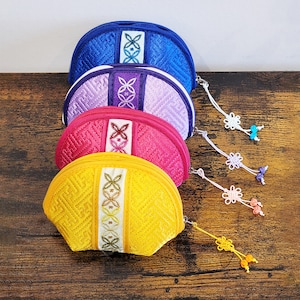 Bolsa de monedas en forma de bola de masa de estilo tradicional coreano / Monedero pequeño con cremallera / Cartera pequeña de tela / Encanto de borla anudada / Variedad de cuatro colores
