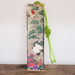 Korean Traditional Design Bookmark | Crane and Pine Tree | Nobility and Grace | Gold-plated Bookmark | Gift | Party Favor | Respectful Gift