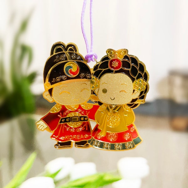 Korean Traditional Design Bookmark | King and Queen | Bride and Groom | Gold-plated | Korean Wedding | Gift | Party Favor | Wedding Gift