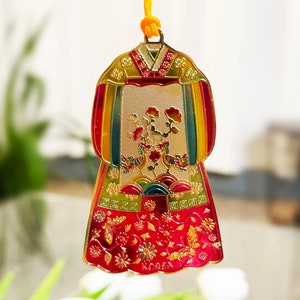 Korean Traditional Design Bookmark | Bride&#39;s Hanbok | Gold-plated | Korean Wedding Dress | Gift | Party Favor | Wedding Gift