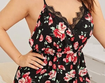 Rosromper, Blommig romper, Underklädesromper, Alla hjärtans dag, Gåva för kvinnor, Sexig body, Smekmånad, Årsdag, Hennes födelsedag, Nattkläder