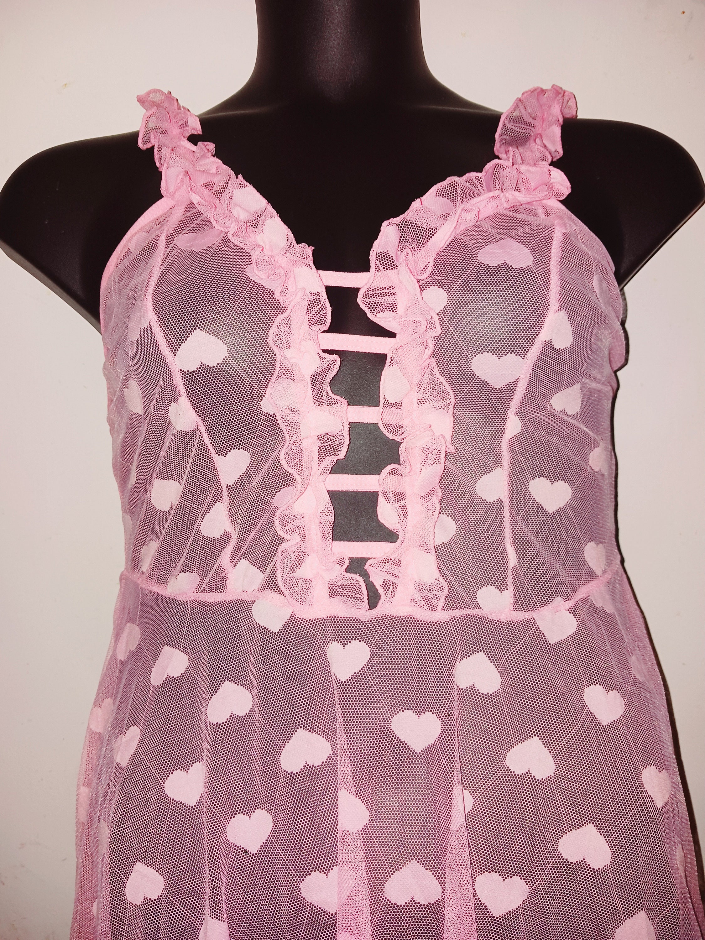 Sheer Heart LingerieTeddy, Valentine's Day Gift, Anniversary Gift, Lingerie, Romantic Wife Gift, Birthday Dress, Sheer Gown,  Sweetest Day