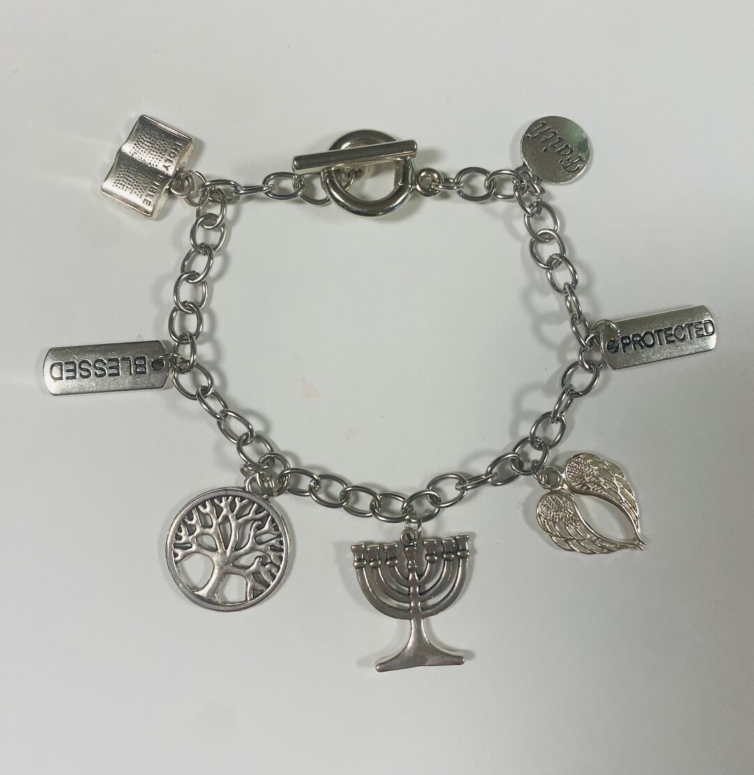 Menorah Holy Bible Tree of Life Charm Bracelet Hebrew Israelite includes Tree of Life, Menorah