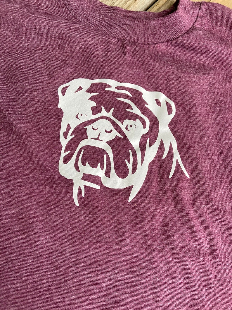 Maroon and White Bulldog Shirt Toddler Shirt Youth Shirt Etsy