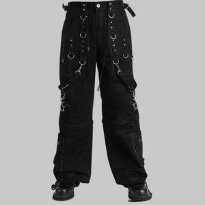 Gothic trousers punk trousers bondage trouser Gothic Metallic Shorts With Metal Decorations