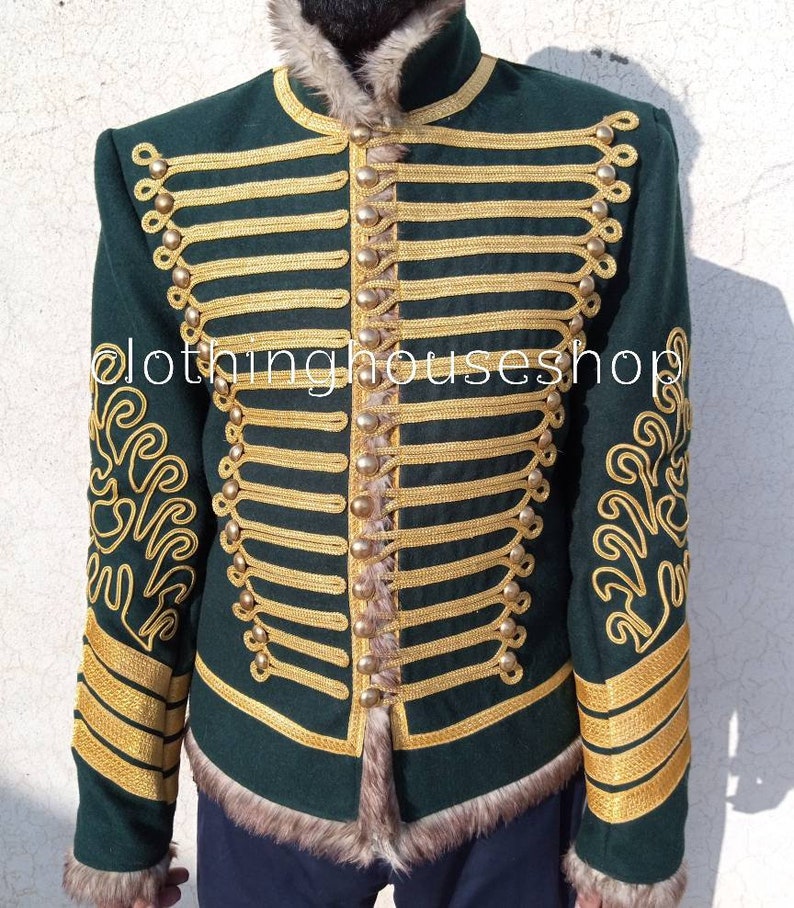 New Green Napoleonic Hussar Uniform Miltary Style Tunic Pelisse Jimmi