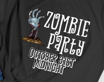 Koszulka Zombie Party, Zabawne koszulki na Halloween, Koszulki unisex, Noc Halloween