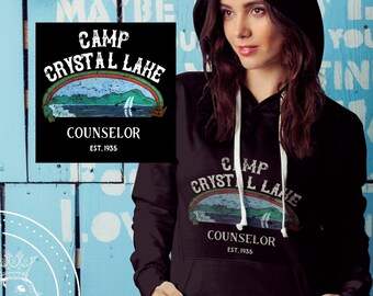 Friday the 13th Camp Crystal Lake Counselor Distressed Sweatshirt, Halloween Movie, Vintage Distressed Inspired, 80's Horror Flick Fans