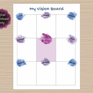Vision Board Template, Printable Vision Board Kit, Dream Boards, Goal Planner