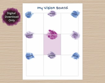 Vision Board Vorlage, Printable Vision Board Kit, Dreamboards, Zielplaner