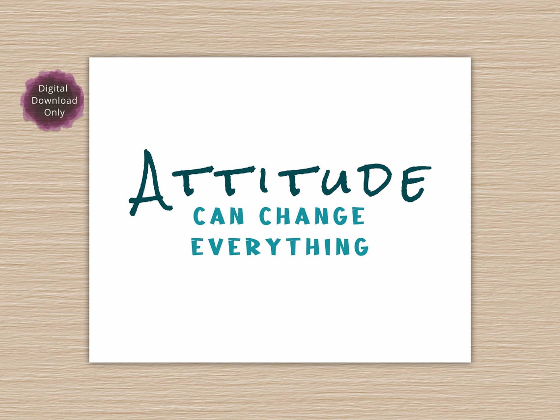 Kantoor Decor Positief Citaat Attitude Change Teken Etsy