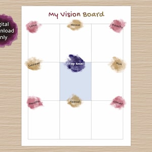 Vision Board Template, Printable Vision Board Kit, Dream Boards, Goal ...