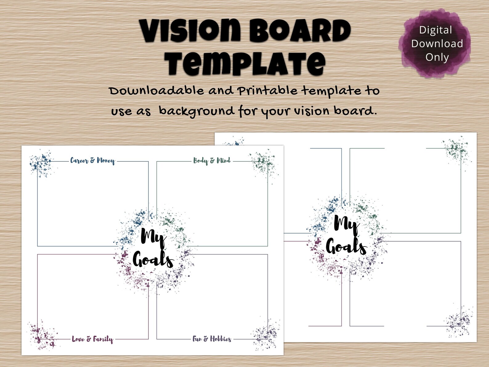 Goal Planning Template Printable Vision Board Kit Dream - Etsy