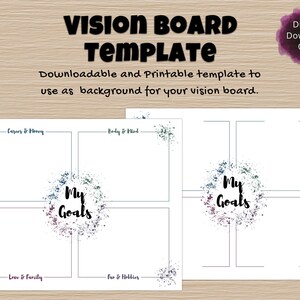 Doelplanningssjabloon, afdrukbare Vision Board Kit, droombord, doelbord