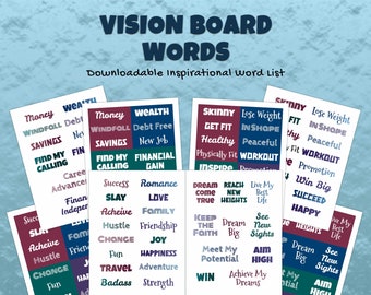 Vision Board Kit, Vision Board Printables, Affirmations positives, Mots inspirants