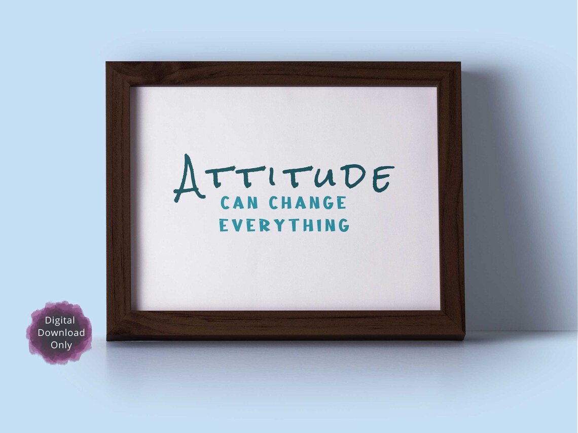 Kantoor Decor Positief Citaat Attitude Change Teken Etsy