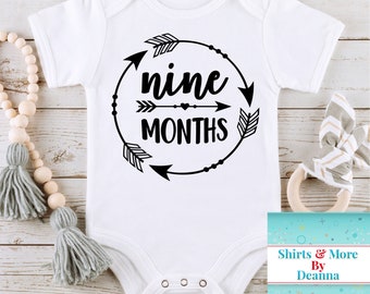 Nine Months Boho Arrows Baby Milestone Bodysuit