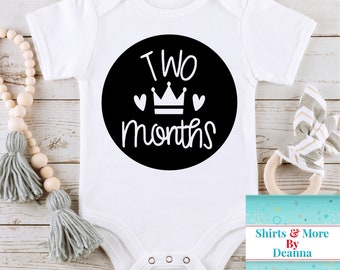 Two Months Princess Crown Baby Milestone Bodysuit