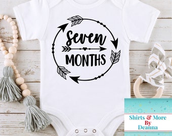Seven Months Boho Arrows Baby Milestone Bodysuit