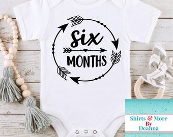 Six Months Boho Arrows Baby Milestone Bodysuit